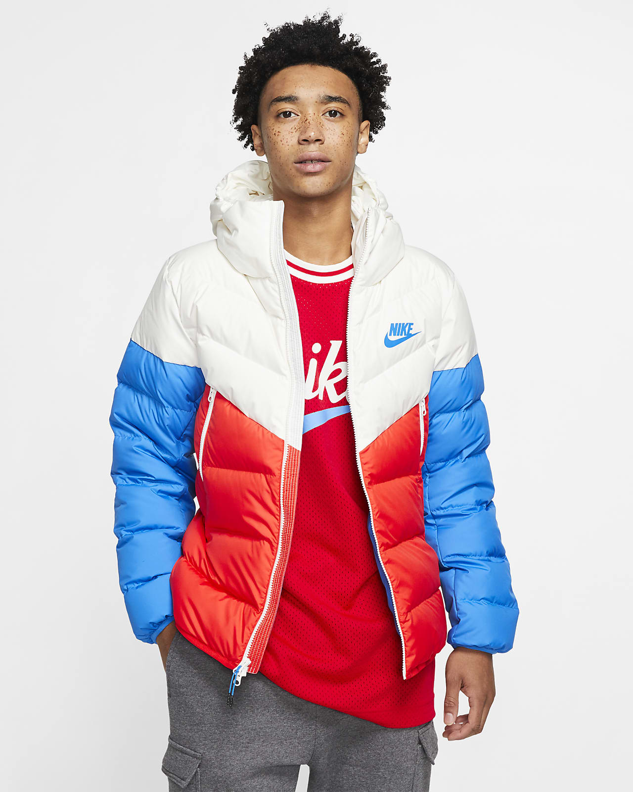 men's nike sportswear windrunner colorblock down fill jacket