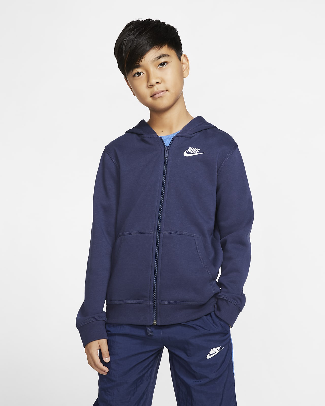 Mikina Nike Sportswear Club s kapucí a zipem po celé délce pro větší děti