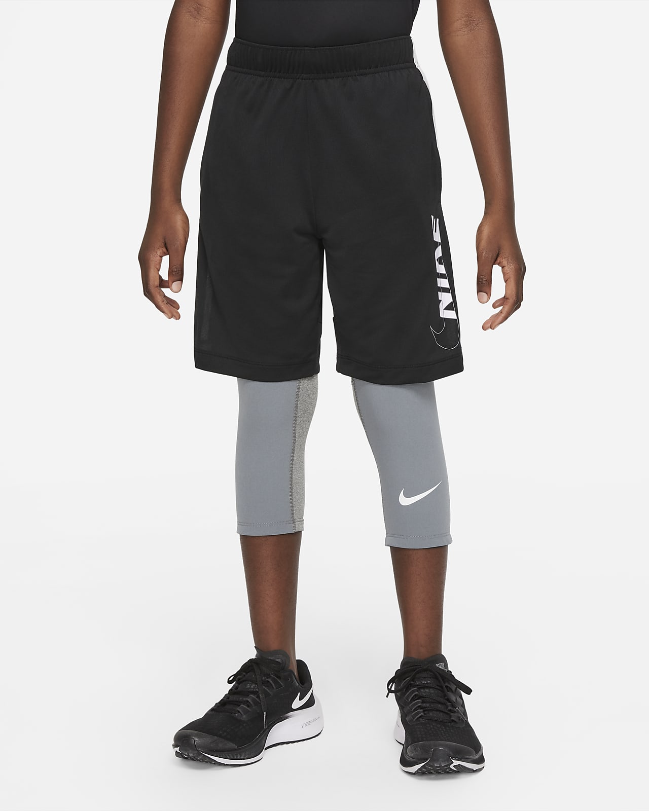 NEW!! Nike Boy's Black w/ White Swoosh Pro Training Tights Variety in Size  #174