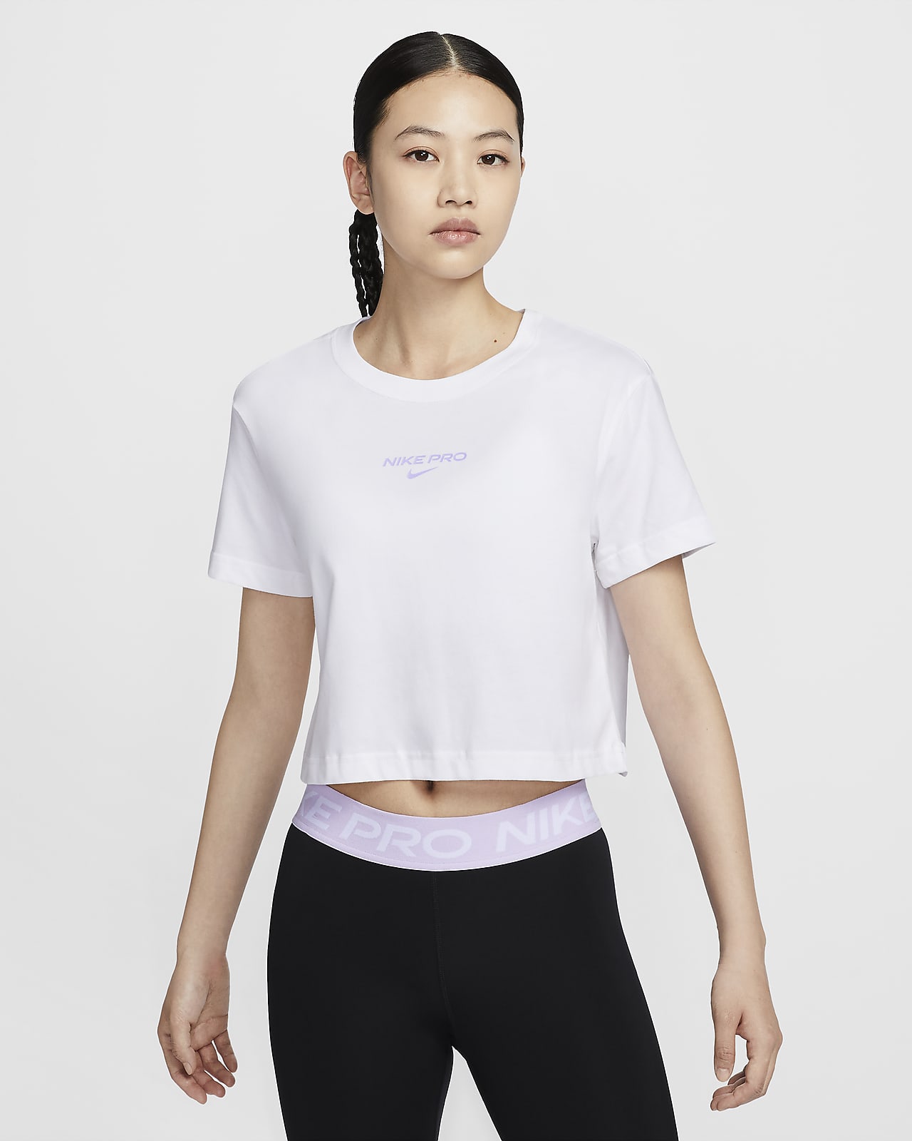 나이키 프로 여성 드라이 핏 반팔 크롭 티셔츠