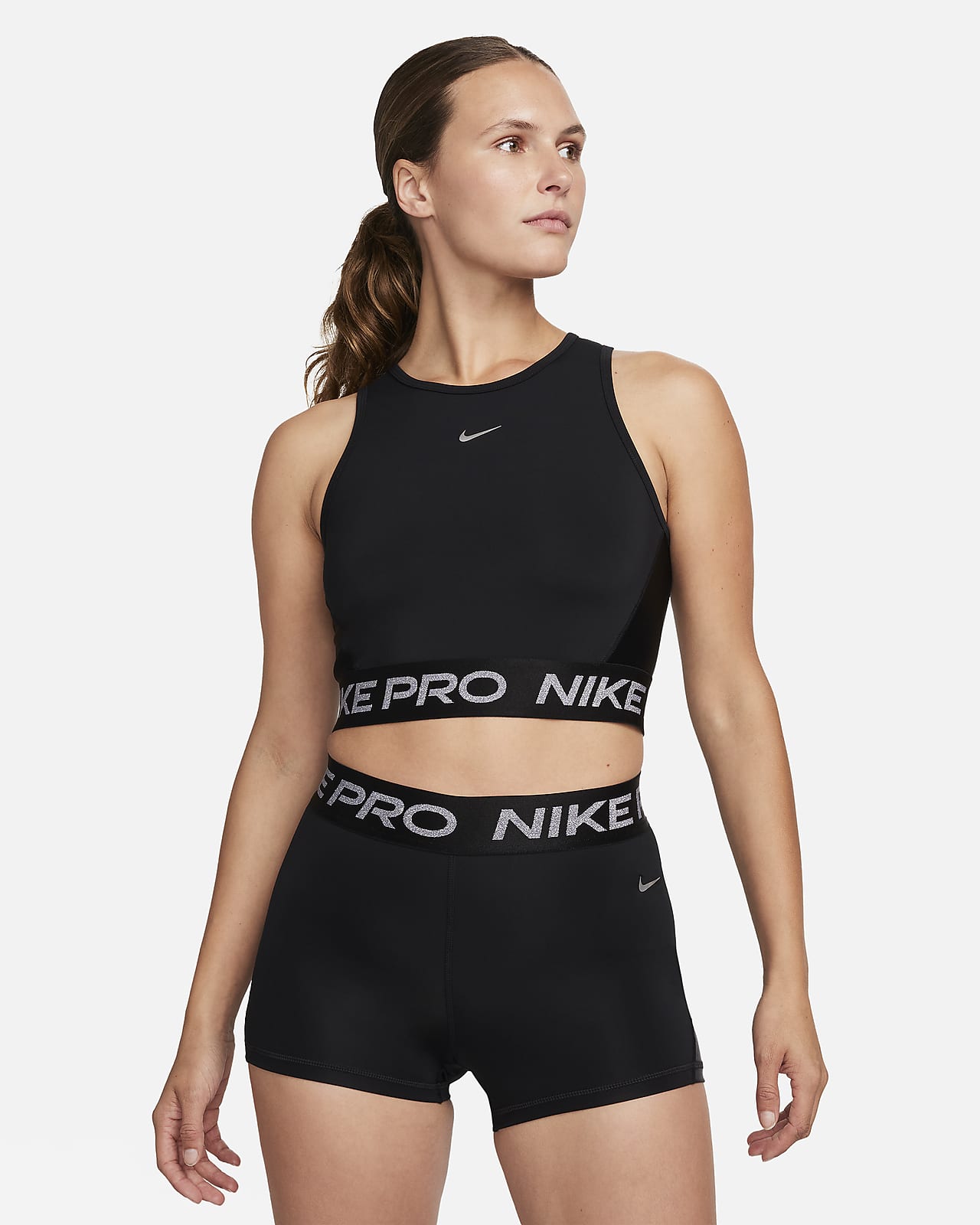 Nike Training Crossover Gym Crop Top and Leggings in Black
