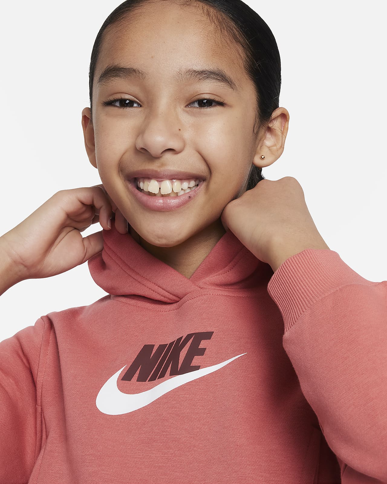 Pink cropped best sale nike hoodie