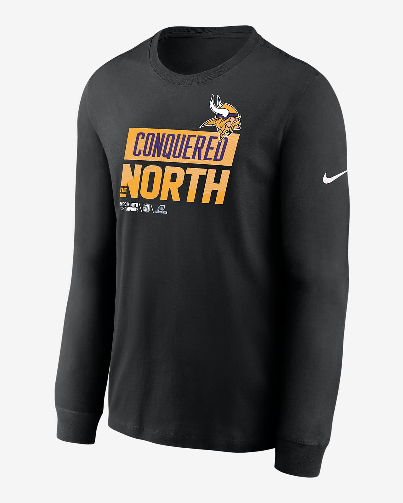 Nike Men's 2022 NFC North Champions Trophy Collection (NFL Minnesota Vikings) Long-Sleeve T-Shirt in Black, Size: Large | NPAC00A9MZ-A5V