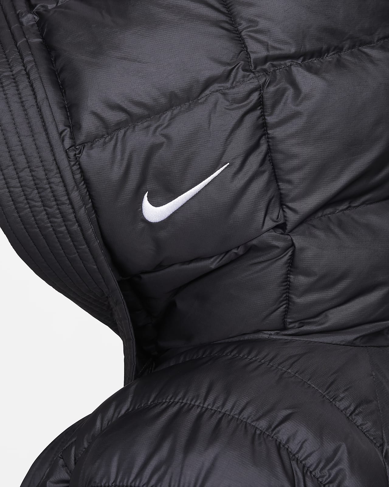Nike Jacket Womens Small Black Swoosh Down Coat Hooded – Proper