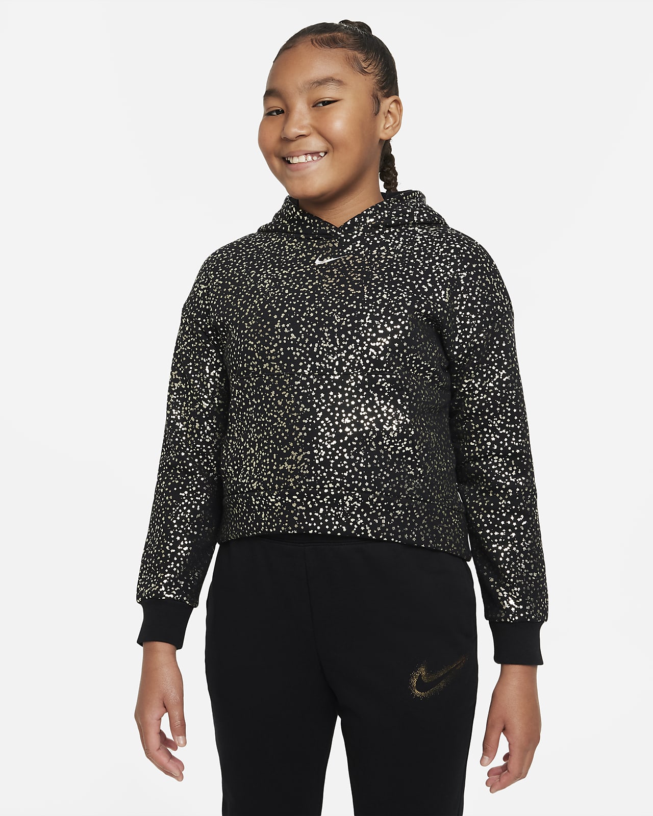 Nike Sportswear Big Kids' (Girls') Printed Fleece Hoodie (Extended Size)
