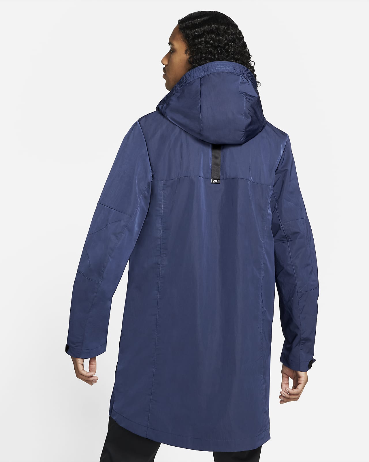 blue hooded parka