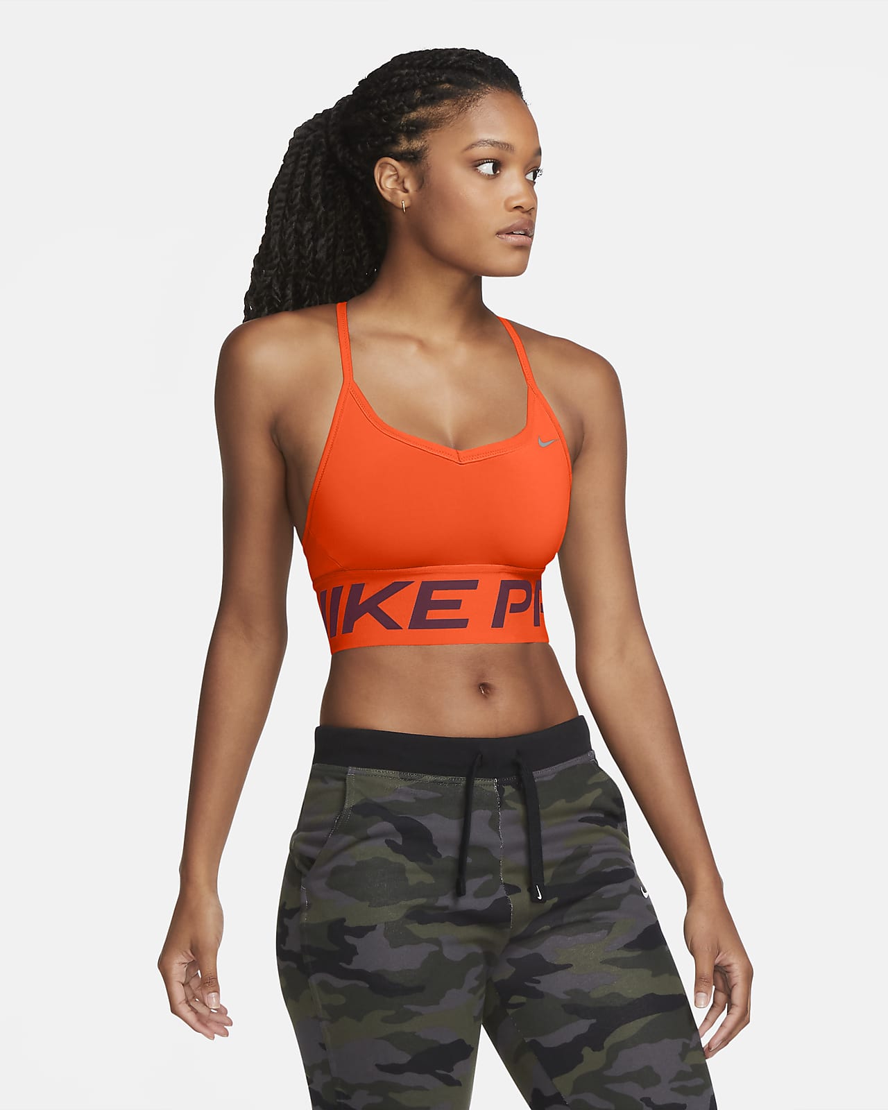 orange nike sports bra