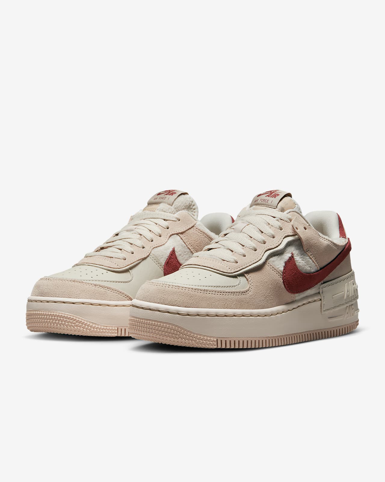 Nike Air Force 1 Shadow Sneakers in White and Red