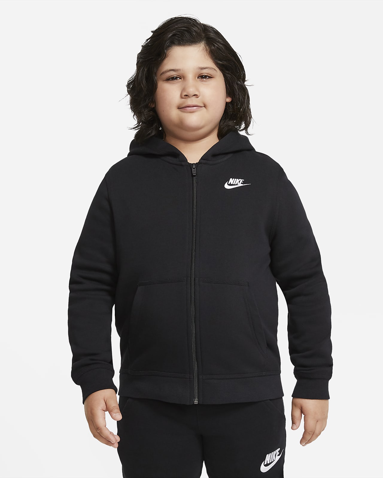 Hoodie com fecho completo Nike Sportswear Club Fleece Júnior (Rapaz) (tamanhos grandes)