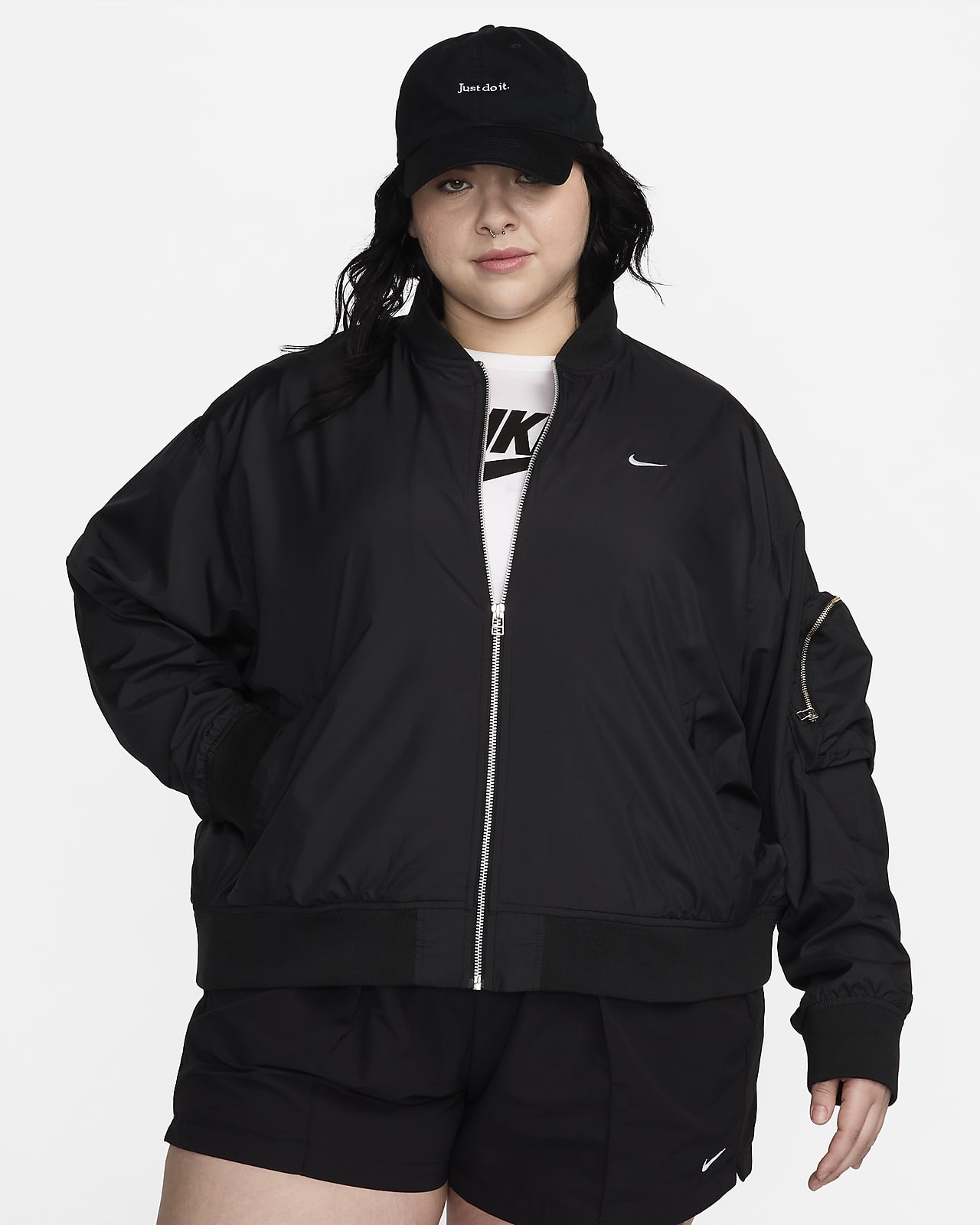 Γυναικείο bomber τζάκετ σε φαρδιά γραμμή Nike Sportswear Essential (μεγάλα μεγέθη)