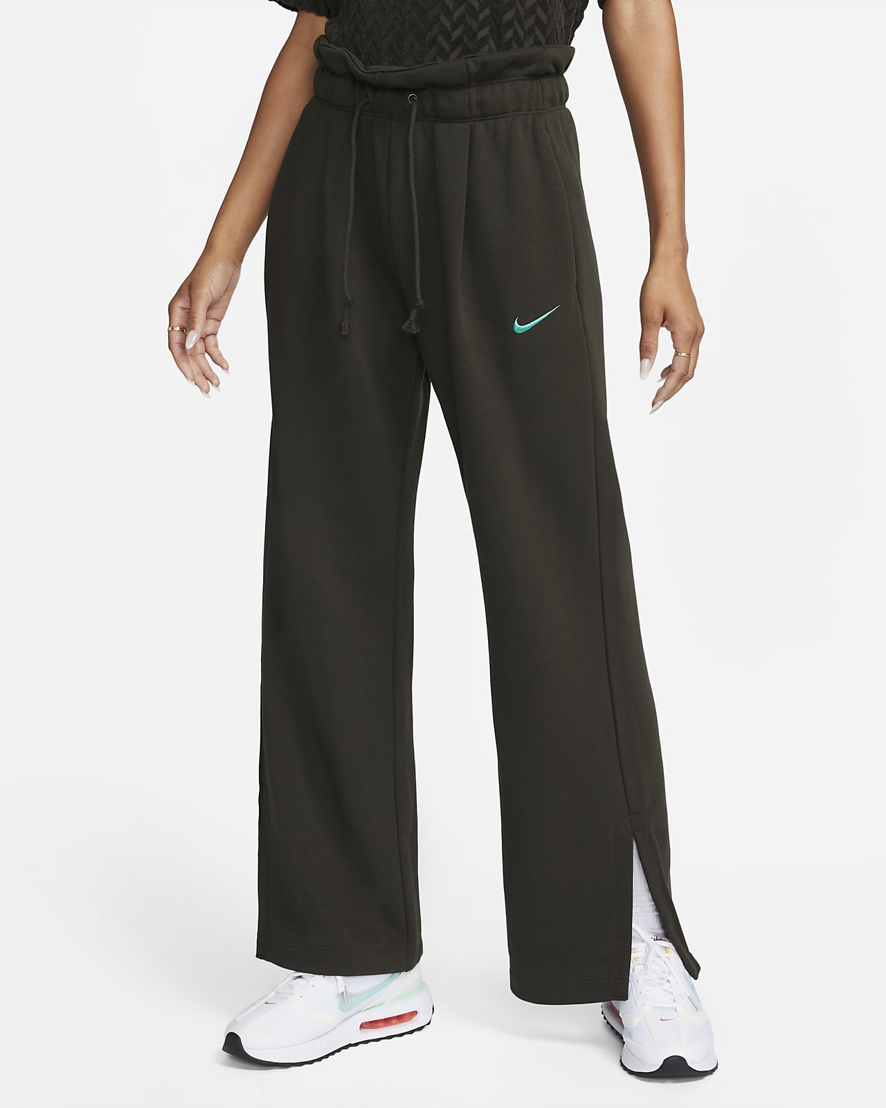 Pants con dobladillo abierto de tejido Fleece de cintura alta para mujer Nike Sportswear Everyday Modern