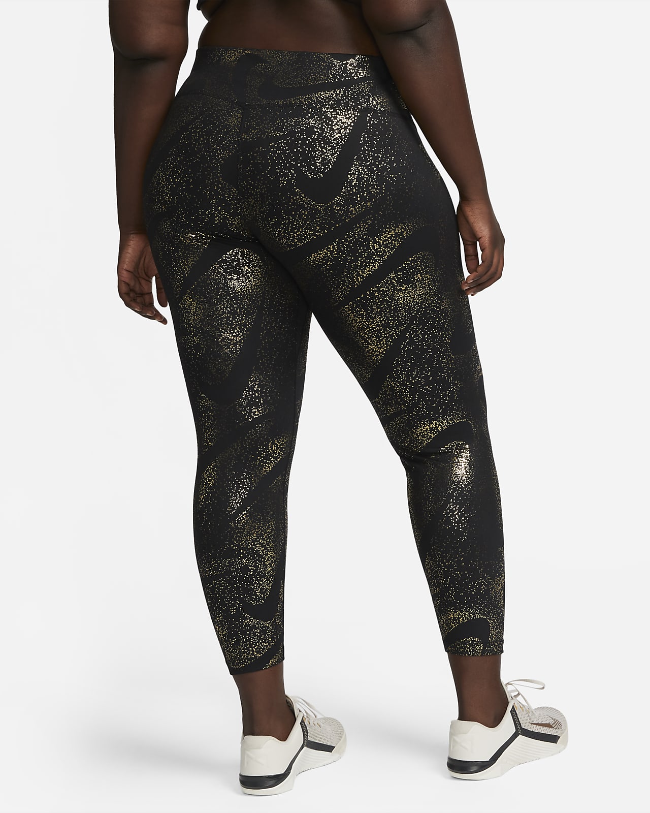 Women's Nike Black/Animal Printed Tight Fit Mid Rise Full Length Leggings -  M 