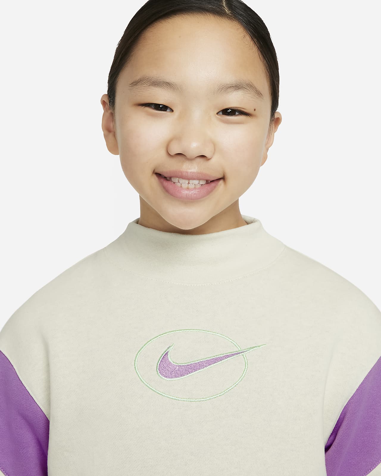 Nike Sportswear Older Kids' (Girls') Fleece Long-Sleeve Mock-Neck Top ...