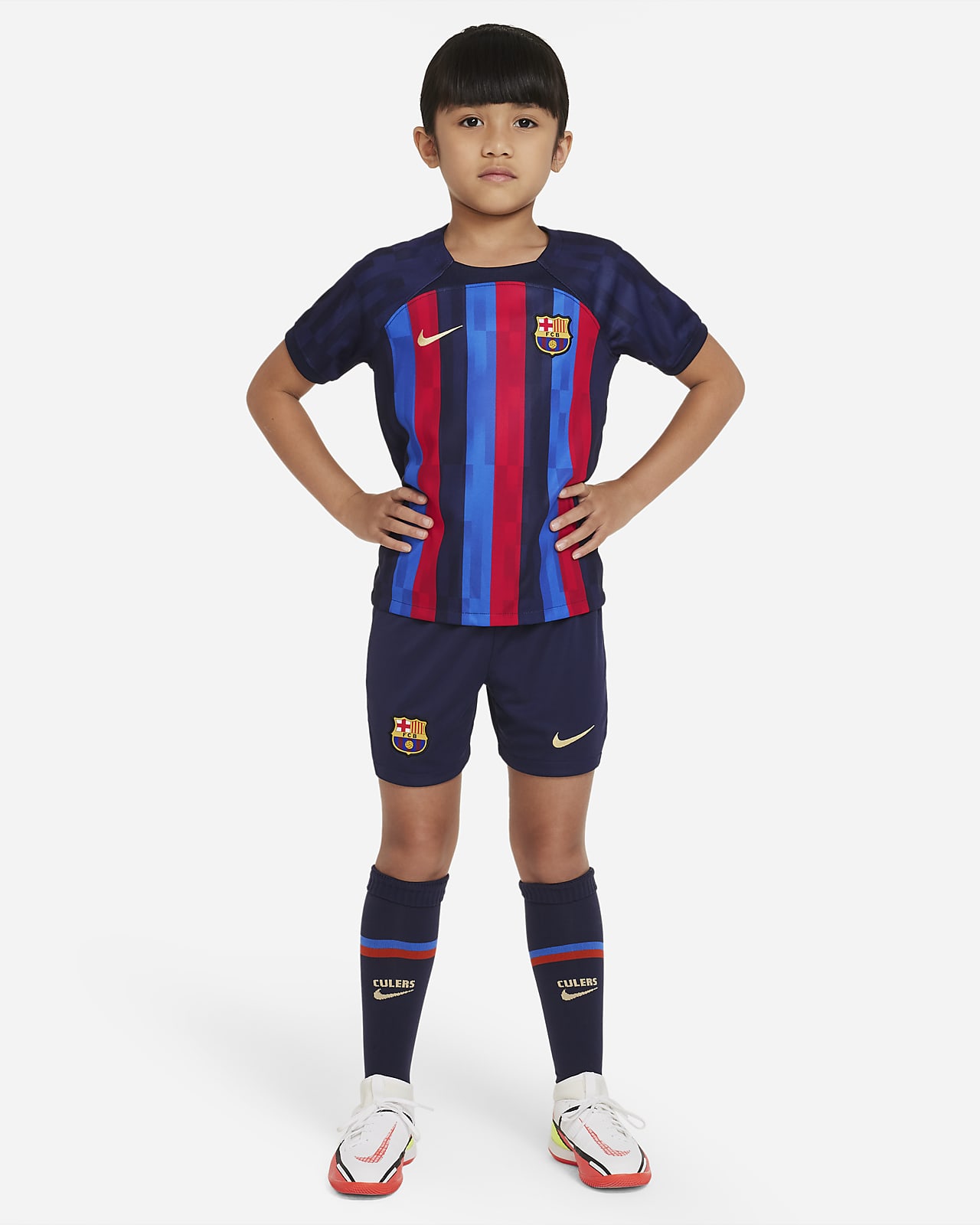 demostración Margarita Género FC Barcelona 2022/23 Home Equipación de fútbol - Niño/a pequeño/a. Nike ES