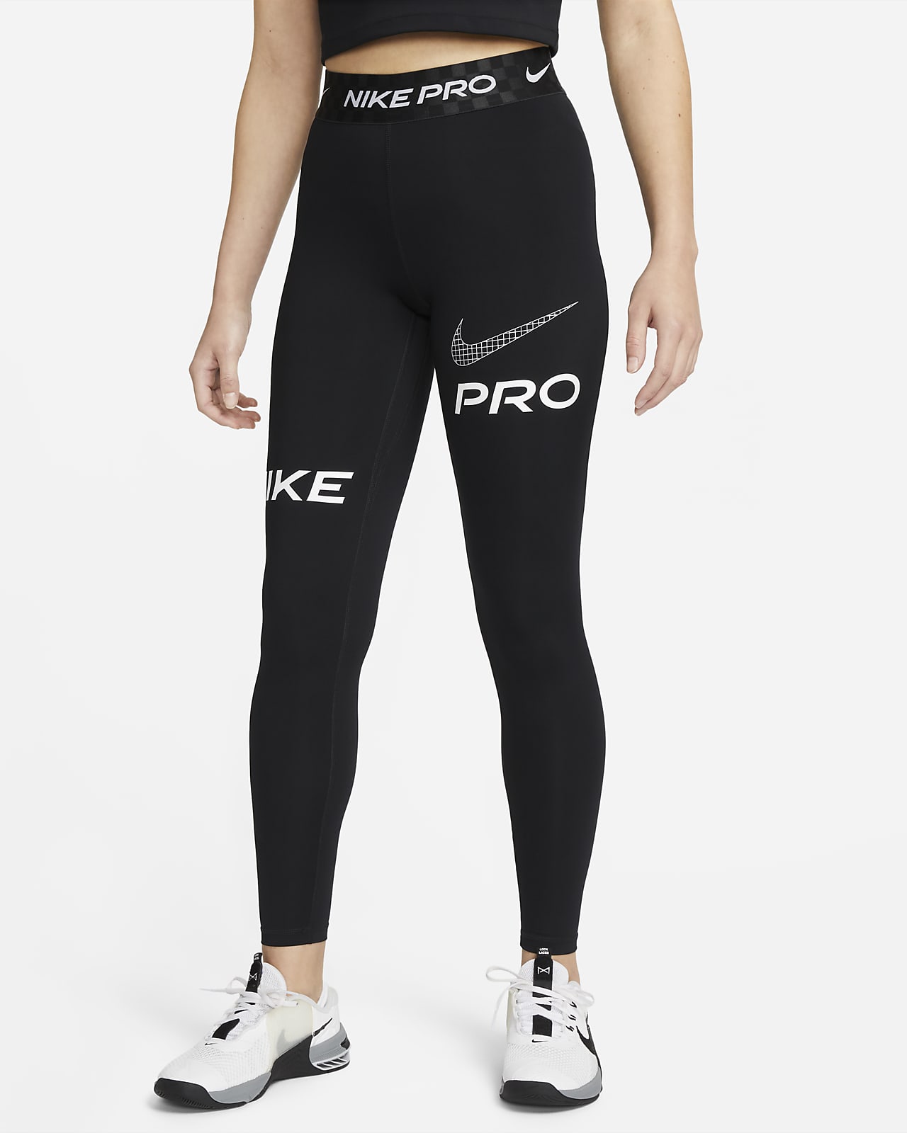 Leggings de entrenamiento con gráfico de tiro medio y largo completo para mujer Nike Pro