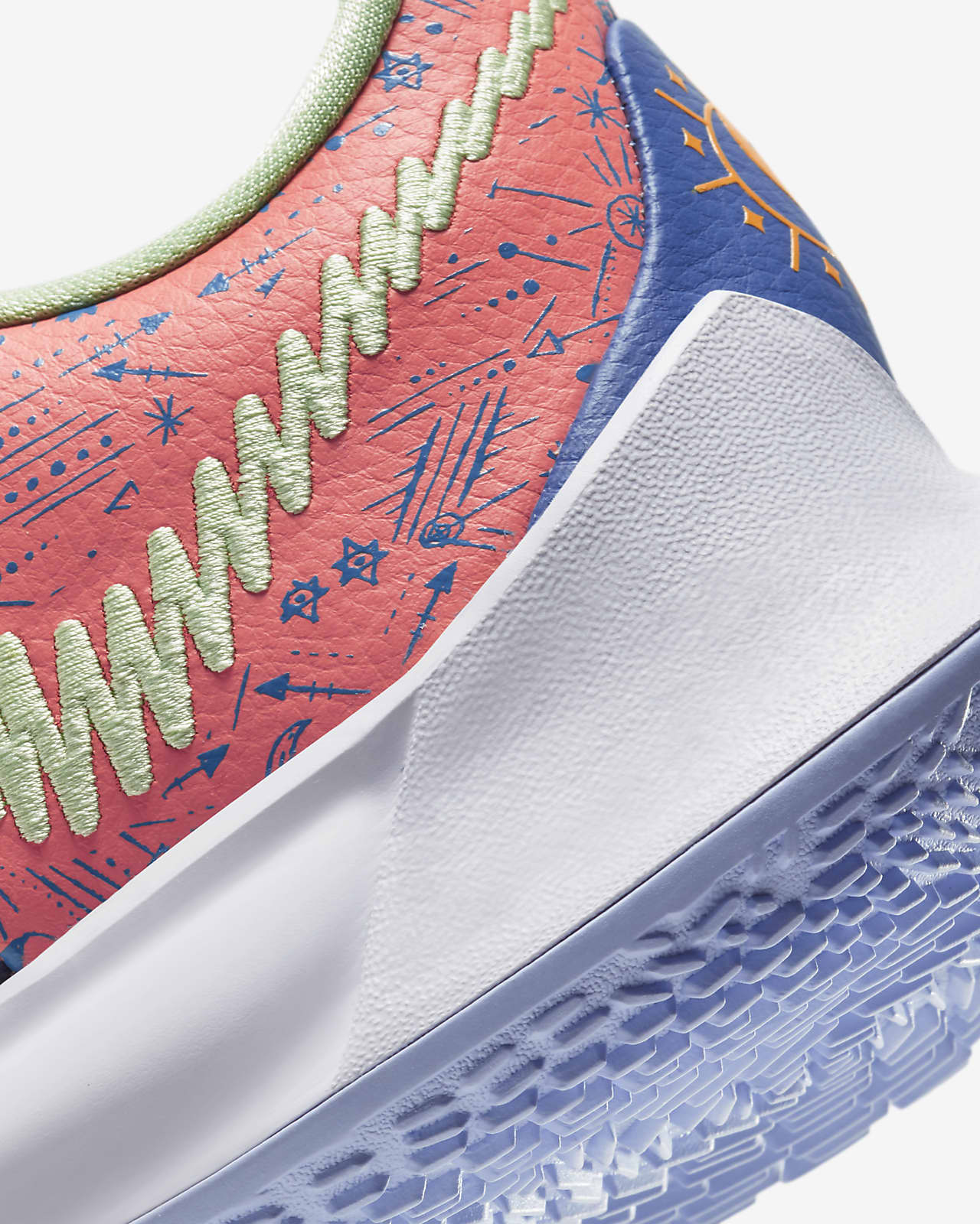 pink and blue basketball shoes