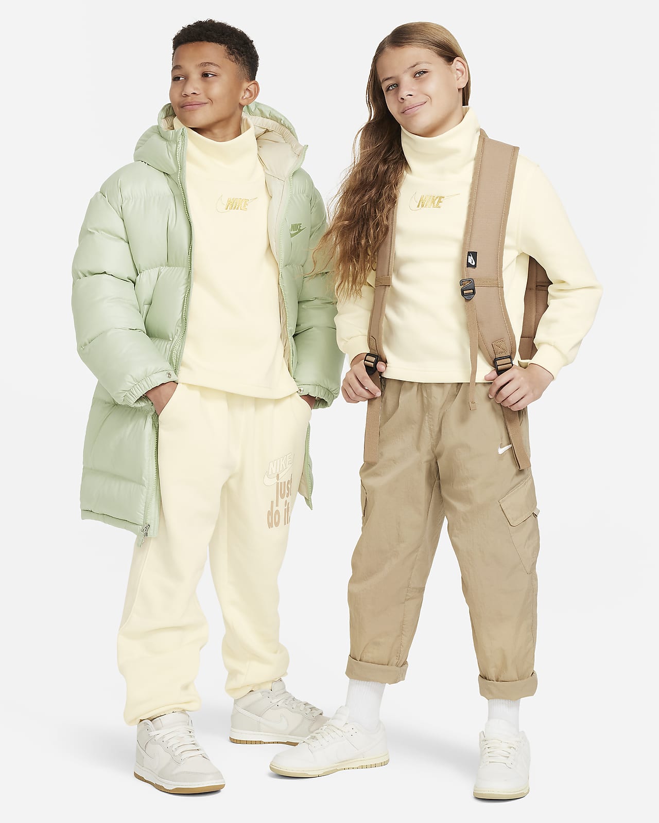Nike Sportswear Club Kids\' Top. (Girls\') Long-Sleeve Funnel-Neck Big Fleece