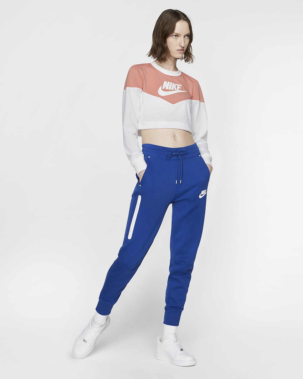 sweat nike femme sportswear heritage crew mesh sweat nike femme sportswear heritage crew mesh