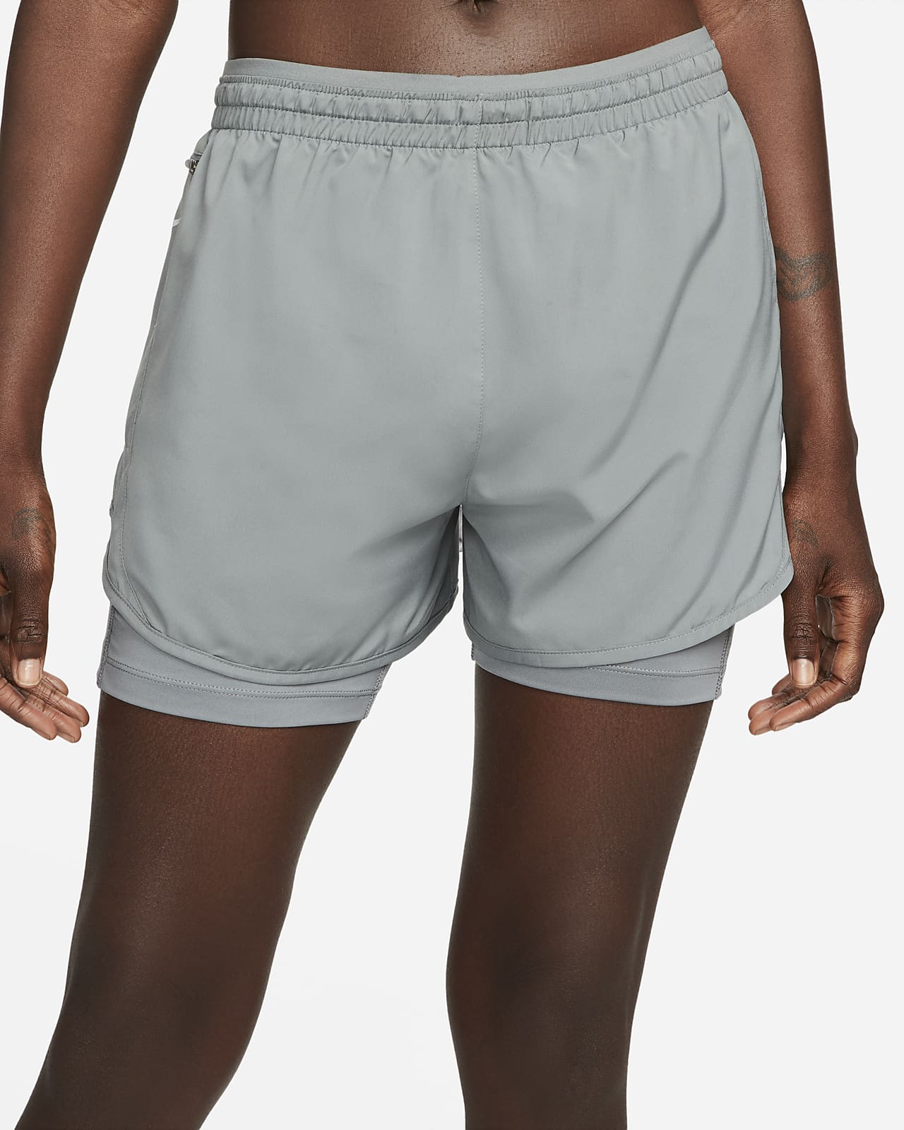 Nike Women's Tempo Luxe Run Division 2-in-1 White Running Shorts