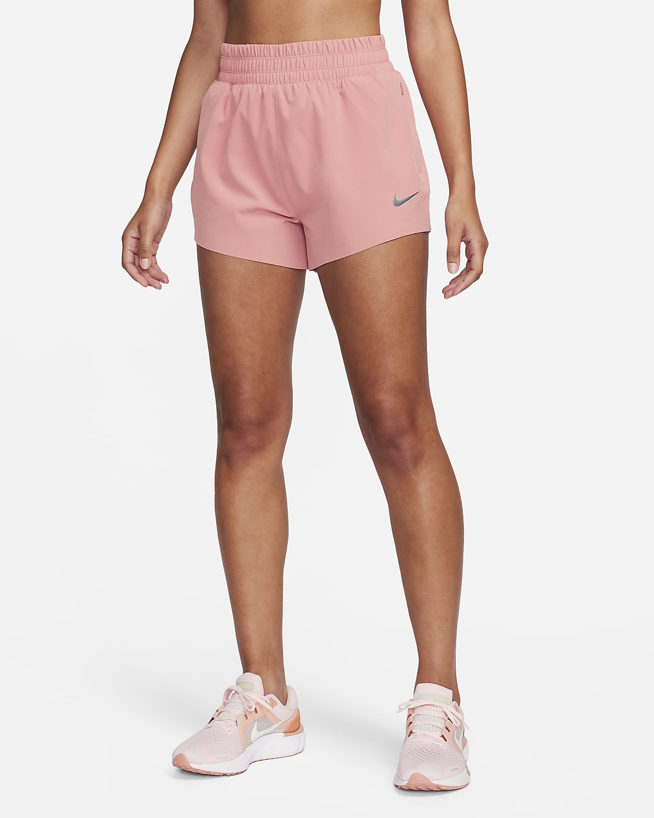 Dámské 8cm běžecké kraťasy Nike Dri-FIT Running Division s vysokým pasem, všitými kalhotkami a kapsami