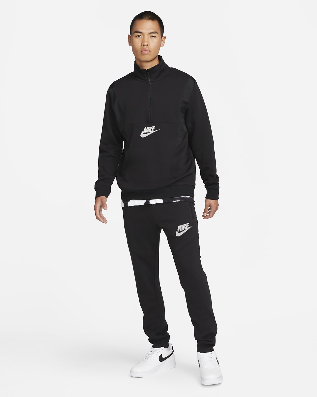 Nike Sportswear Hybrid Camiseta de tejido Fleece con media cremallera. Nike  ES