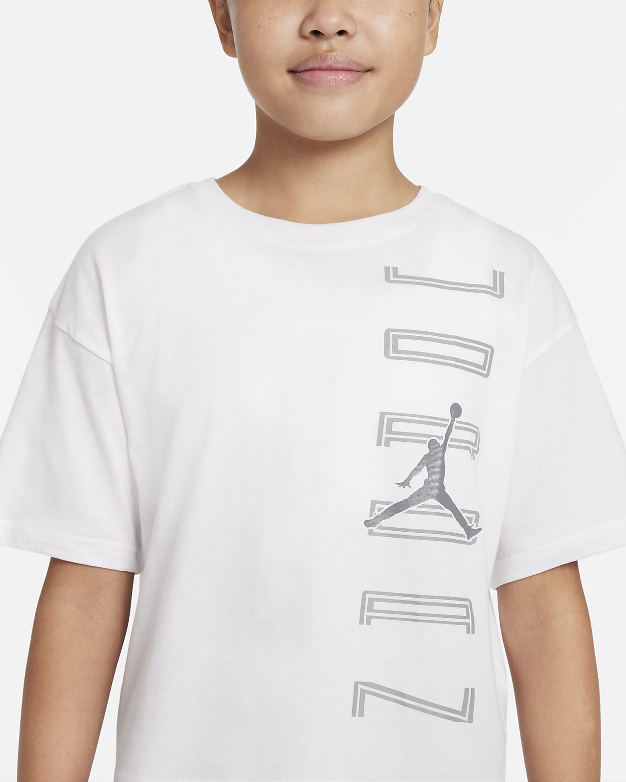 Jordan Big Kids' (Girls') T-Shirt in White, Size: Small | 45B360-001