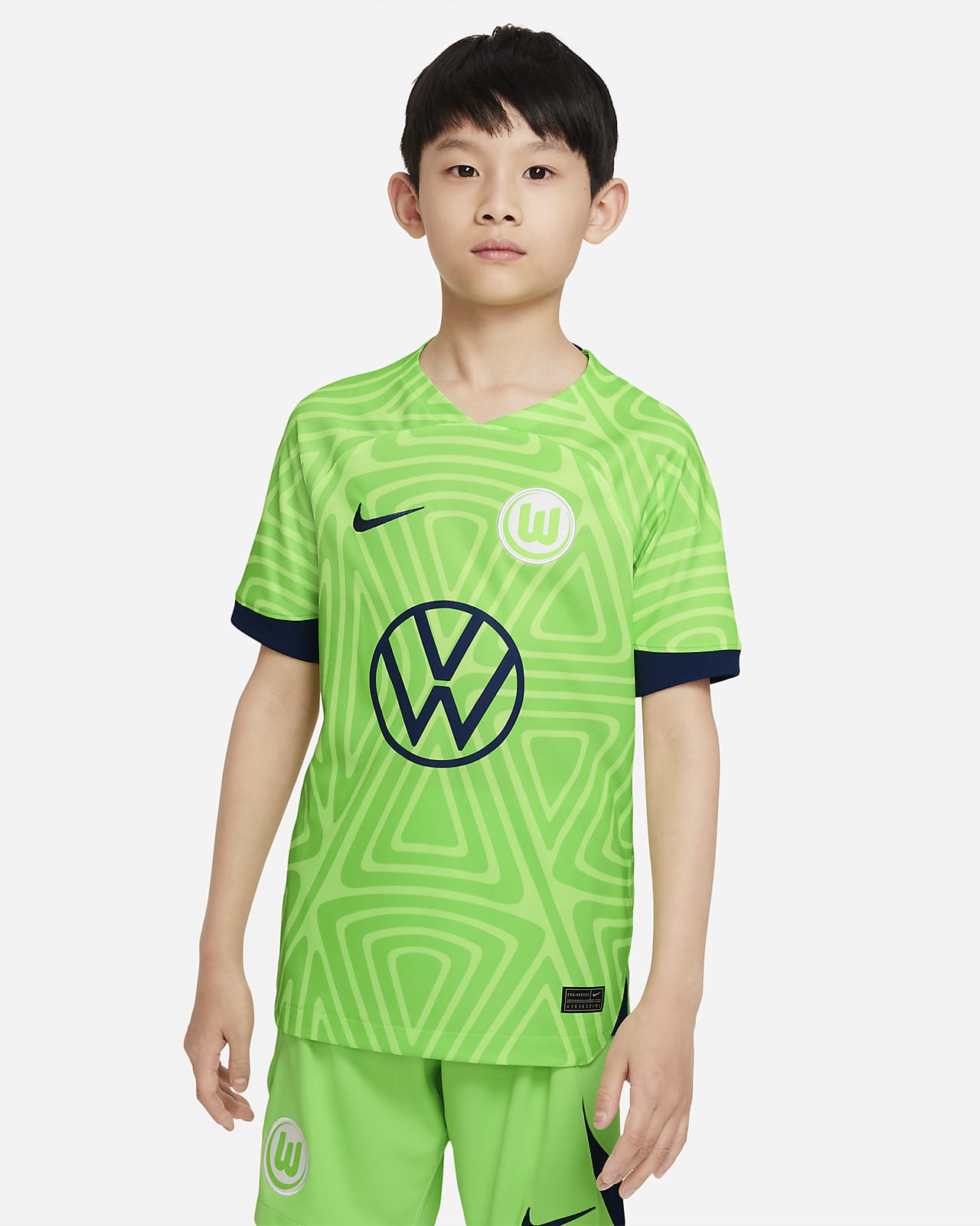Fotbollströja VfL Wolfsburg 2022/23 Stadium Nike Dri-FIT (hemmaställ) för ungdom