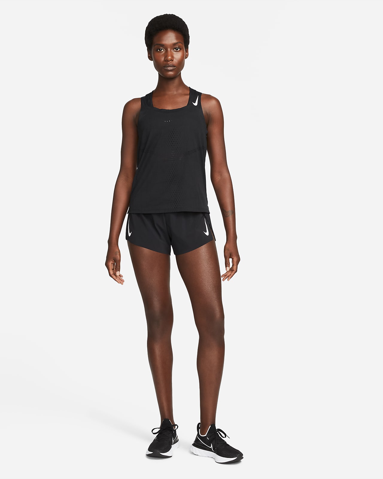 Womens Nike Aeroswift Black Racing Running Tank Top Singlet CJ2369-010 Size  M