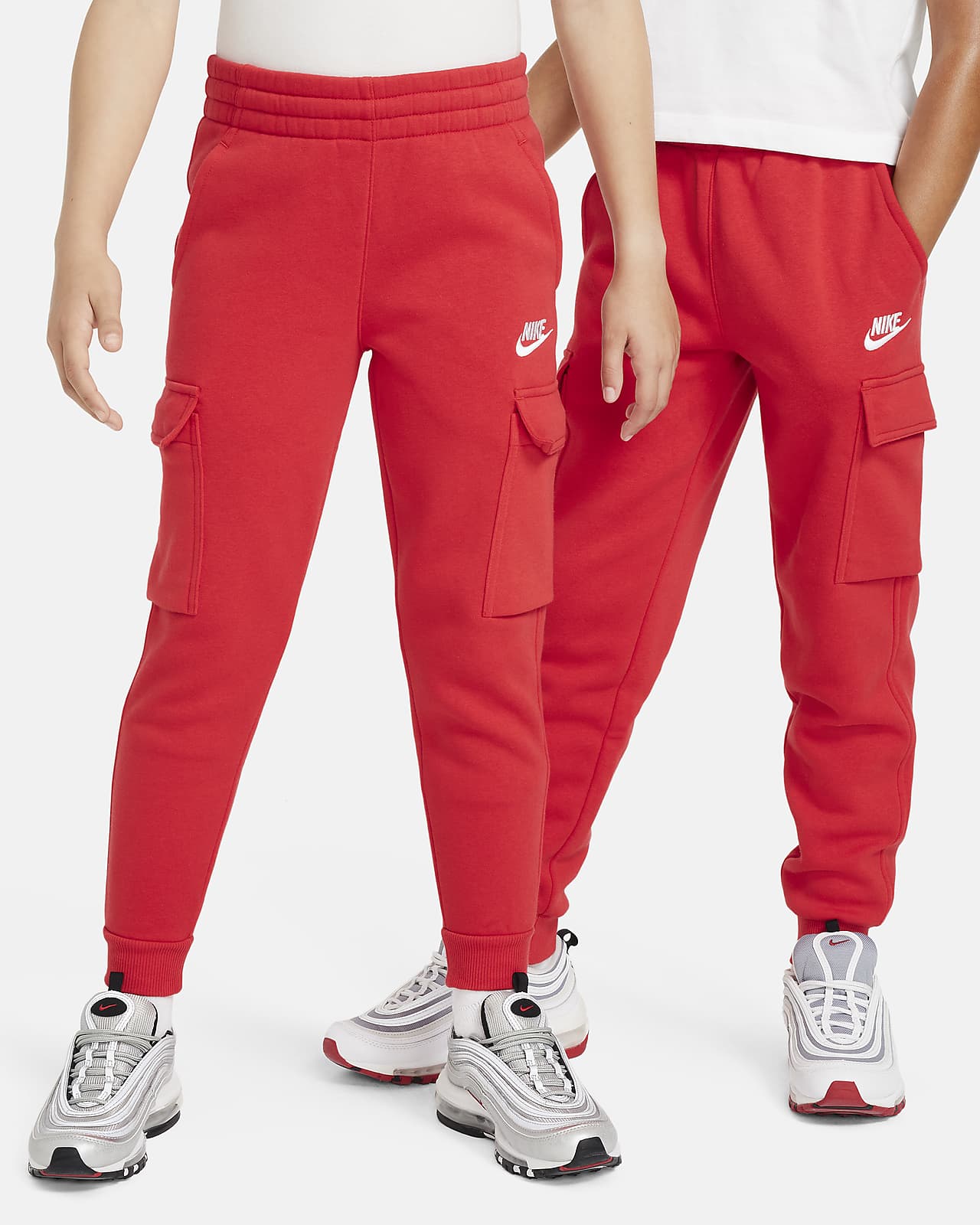 Red Pocket Detail Cargo Pants, Pants
