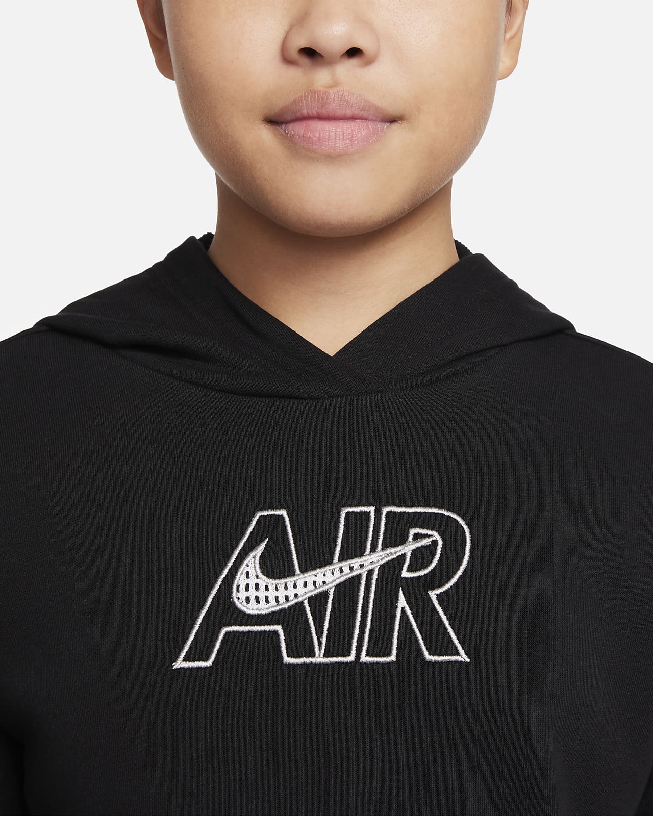 Sudadera cropped con gorro de French Terry para niñas talla grande Nike Air  . Nike MX