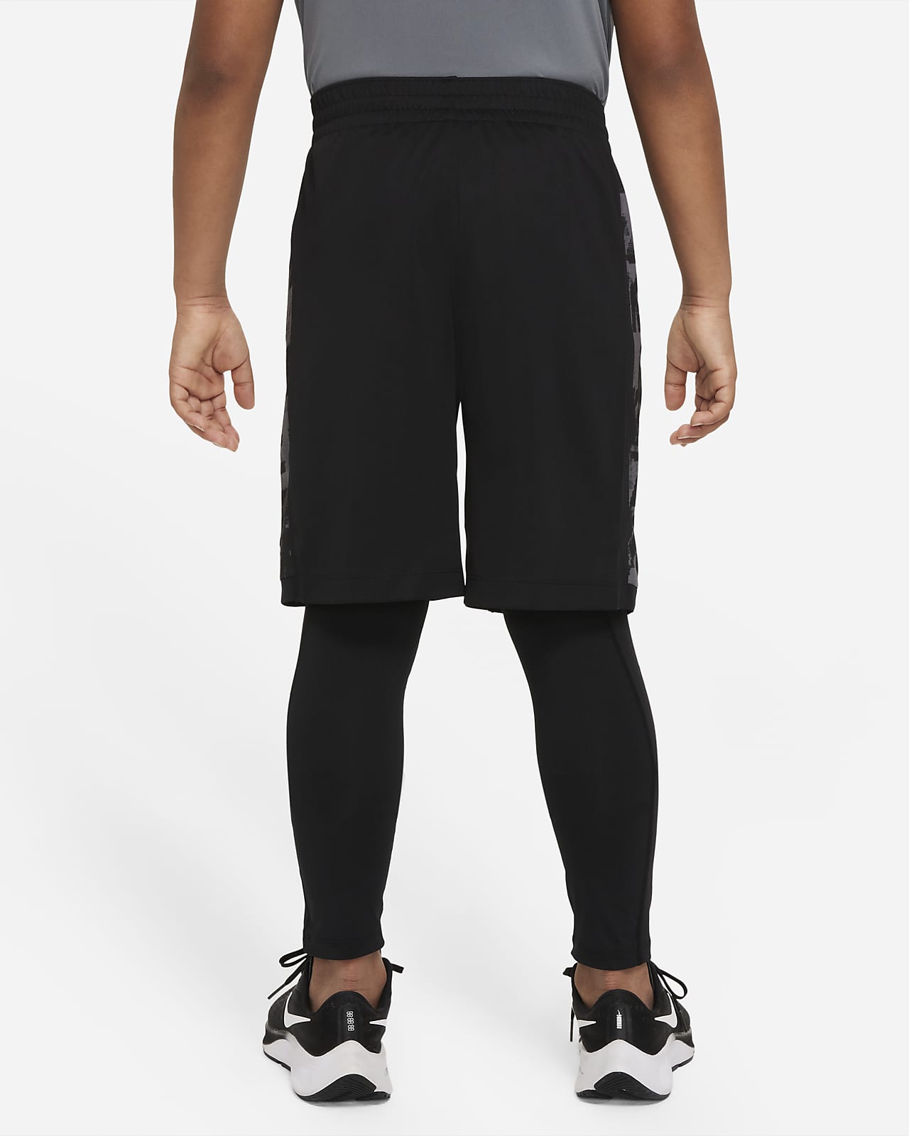 Nike Pro Hyperwarm Tights AOP - Cool Grey/Black Kids