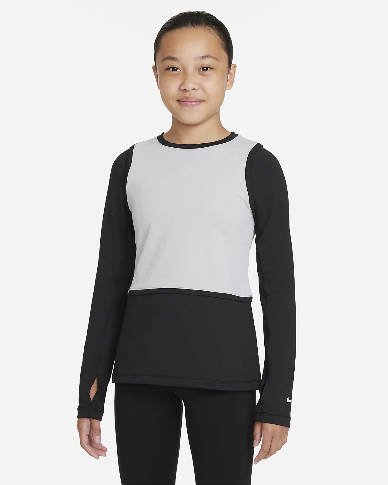 Tričko s dlouhým rukávem Nike Pro Warm Dri-FIT pro větší děti (dívky)