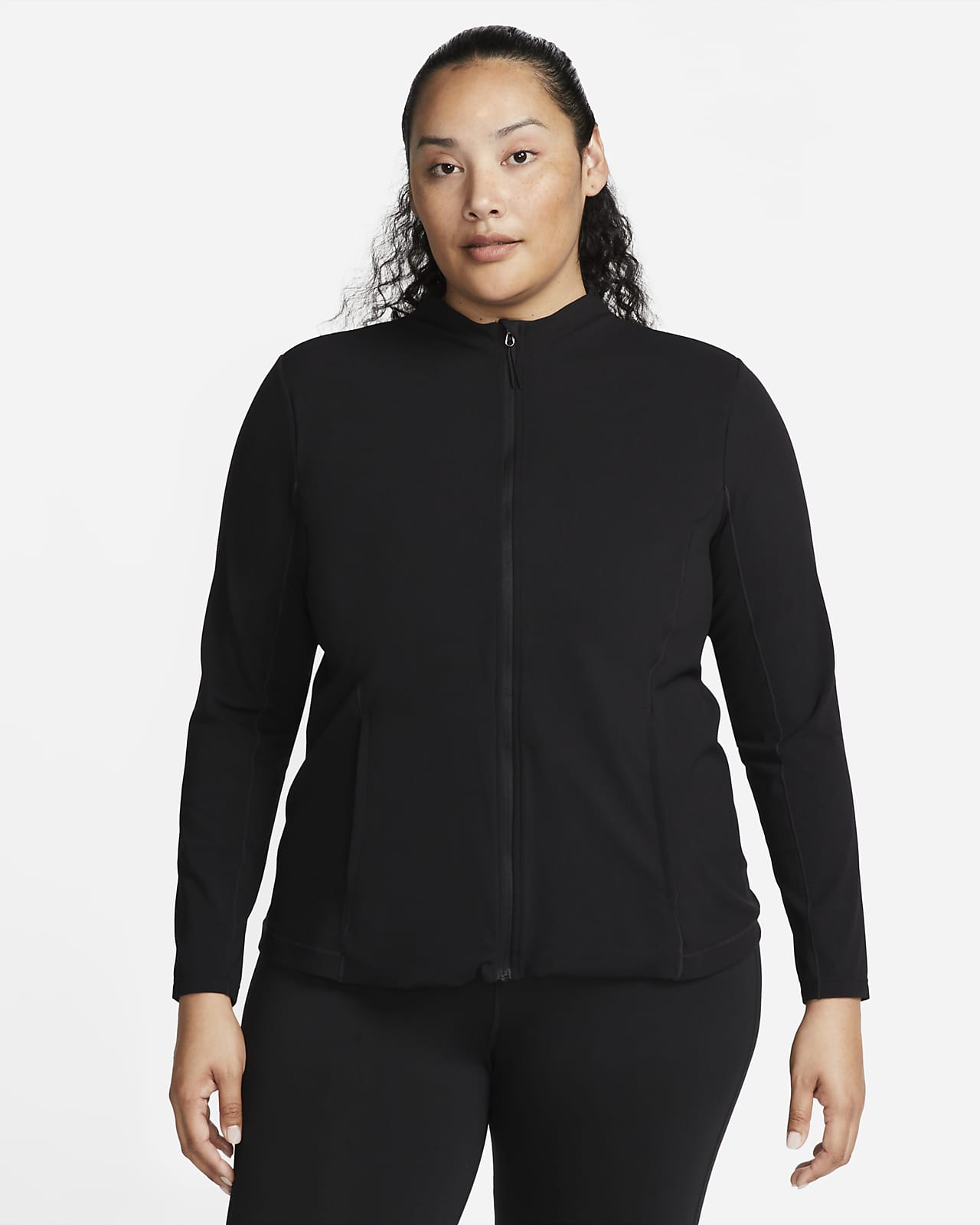 Only Play Plus Size High Neck Mid Waist Zipper Jacket For Women - Black