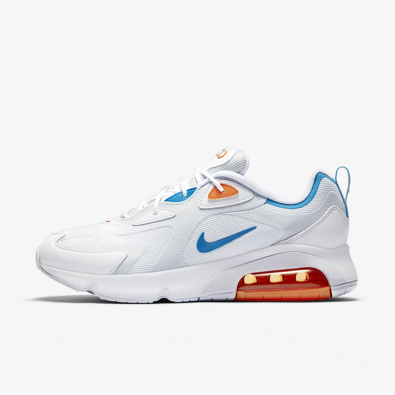 white and blue nike running shoes