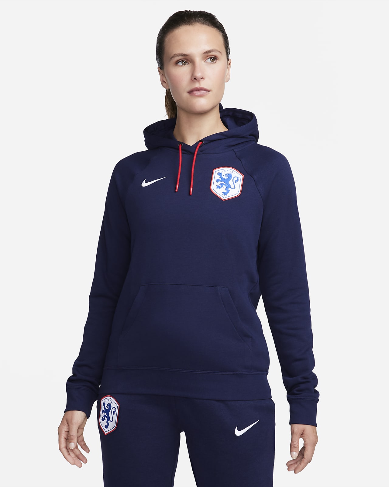 Sweat à capuche de football en tissu Fleece Pays-Bas pour femme. Nike LU