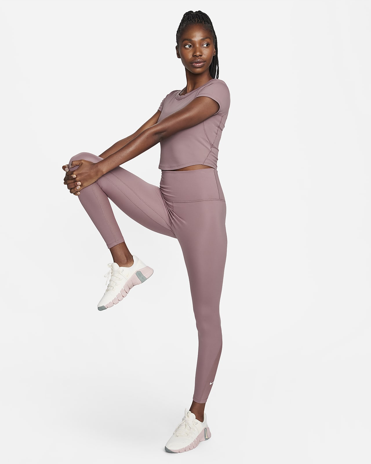 Nike Women's One Luxe 7/8 Laced Legging Purple Smoke CZ9932-531 Size XS