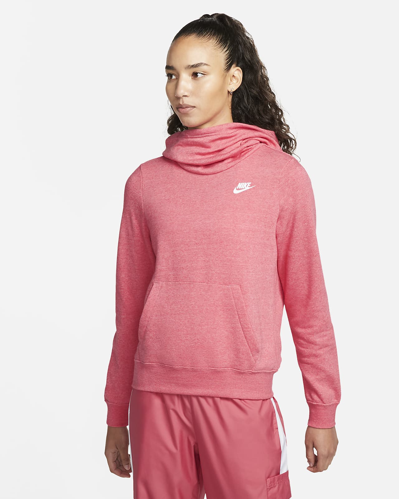 Sudadera con capucha de tejido Fleece y cuello en embudo para mujer Nike Sportswear