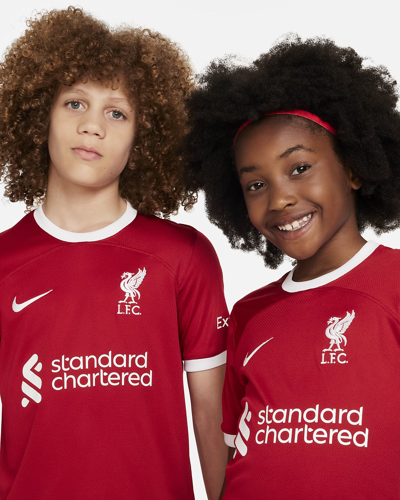 Liverpool FC 2023/24 Nike Home Dri-FIT Nike Soccer Jersey. Big Stadium Kids