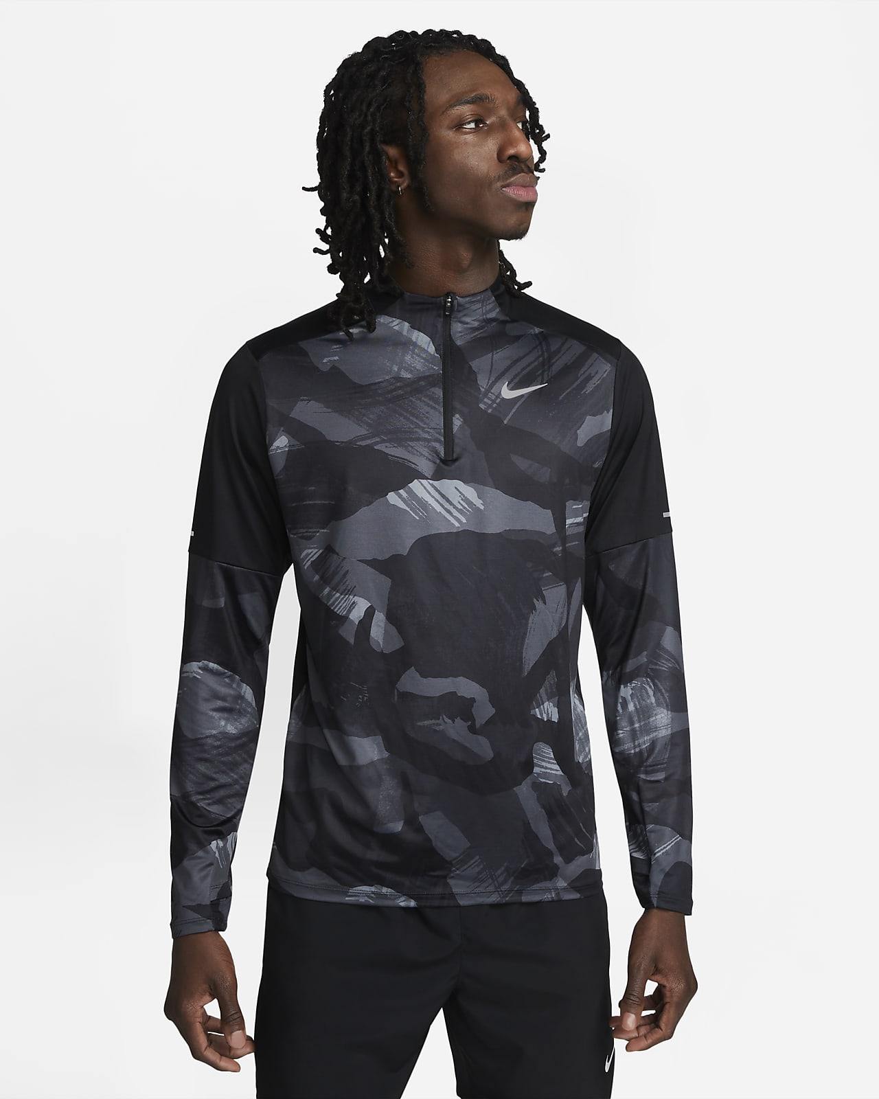Geletterdheid Smash Horizontaal Nike Dri-FIT Men's 1/2-Zip Camo Running Top. Nike BE