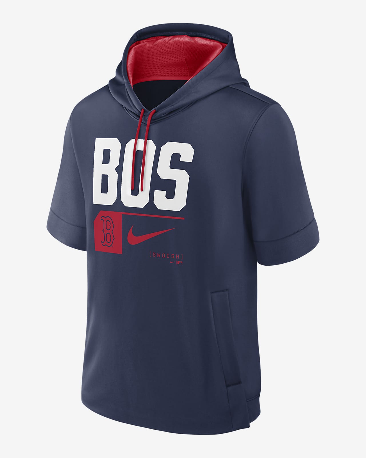 Sudadera con gorro de manga corta Nike de la MLB para hombre Boston Red Sox TriCode Lockup