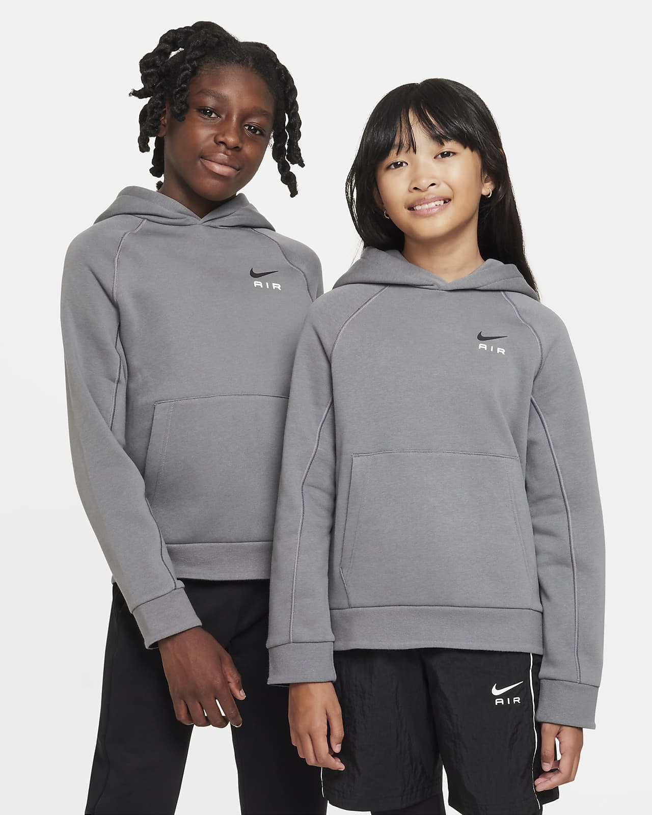 Nike Sportswear Air Crew Sweatshirt Gym gray Fleece Pullover Big Boys Size L