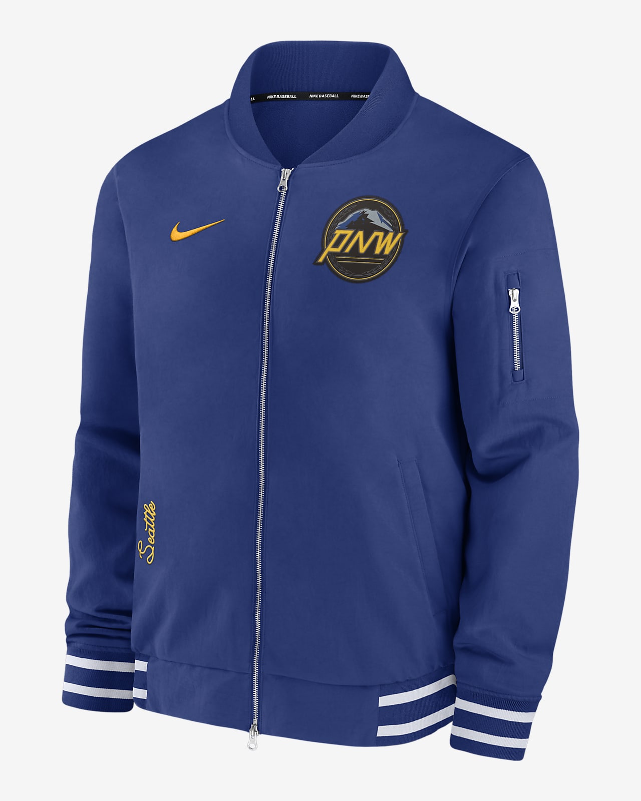 Chamarra bomber Nike de la MLB con cierre completo para hombre Seattle Mariners Authentic Collection City Connect Game Time