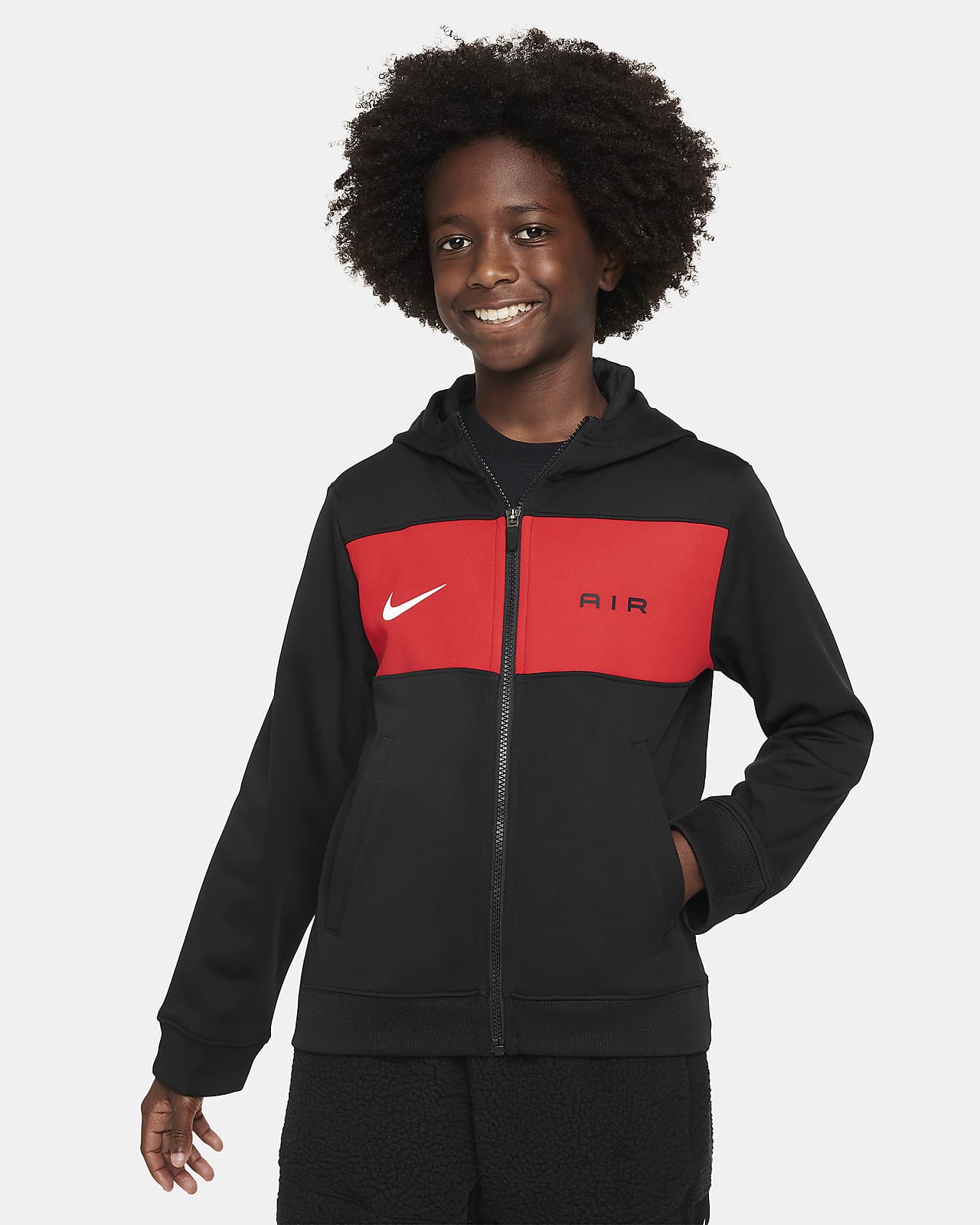 Bluza z kapturem i zamkiem na całej długości dla dużych dzieci (chłopców) Nike Air