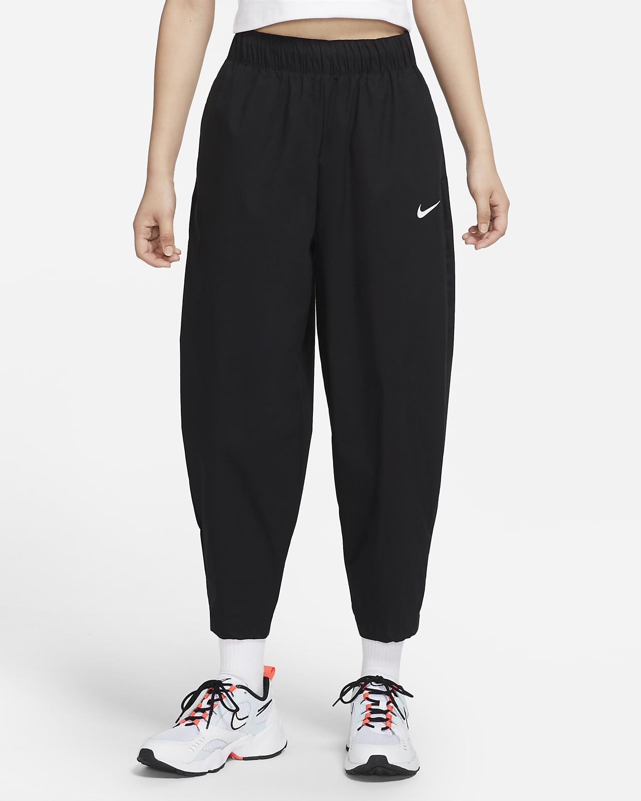กางเกงขายาวทรงโค้งเอวสูงผู้หญิง Nike Sportswear Essential