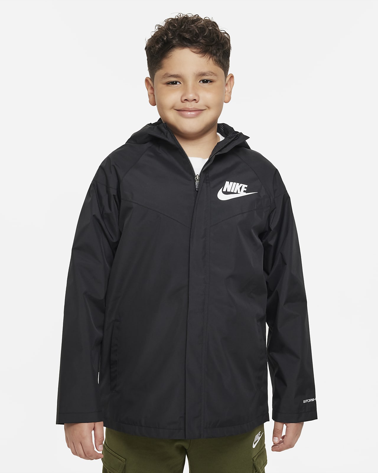 Arab uddannelse Fødested Løstsiddende, vandskyende, hoftelang Nike Sportswear  Windpuffer-Storm-FIT-jakke (udvidet størrelse) med hætte til større børn  (drenge). Nike DK