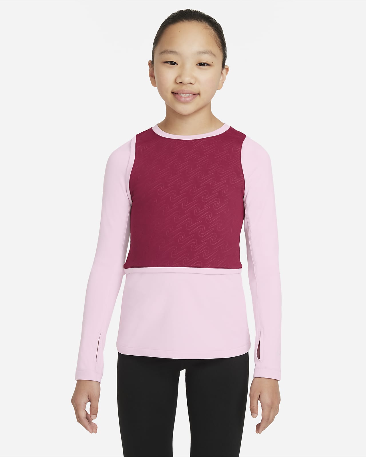 Koszulka z długim rękawem dla dużych dzieci (dziewcząt) Nike Pro Warm Dri-FIT