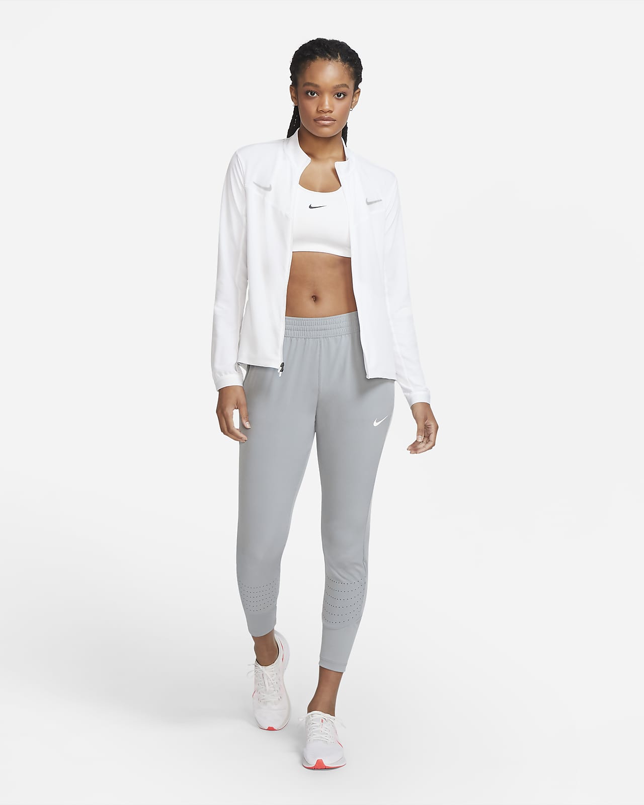 nike grey and white jacket