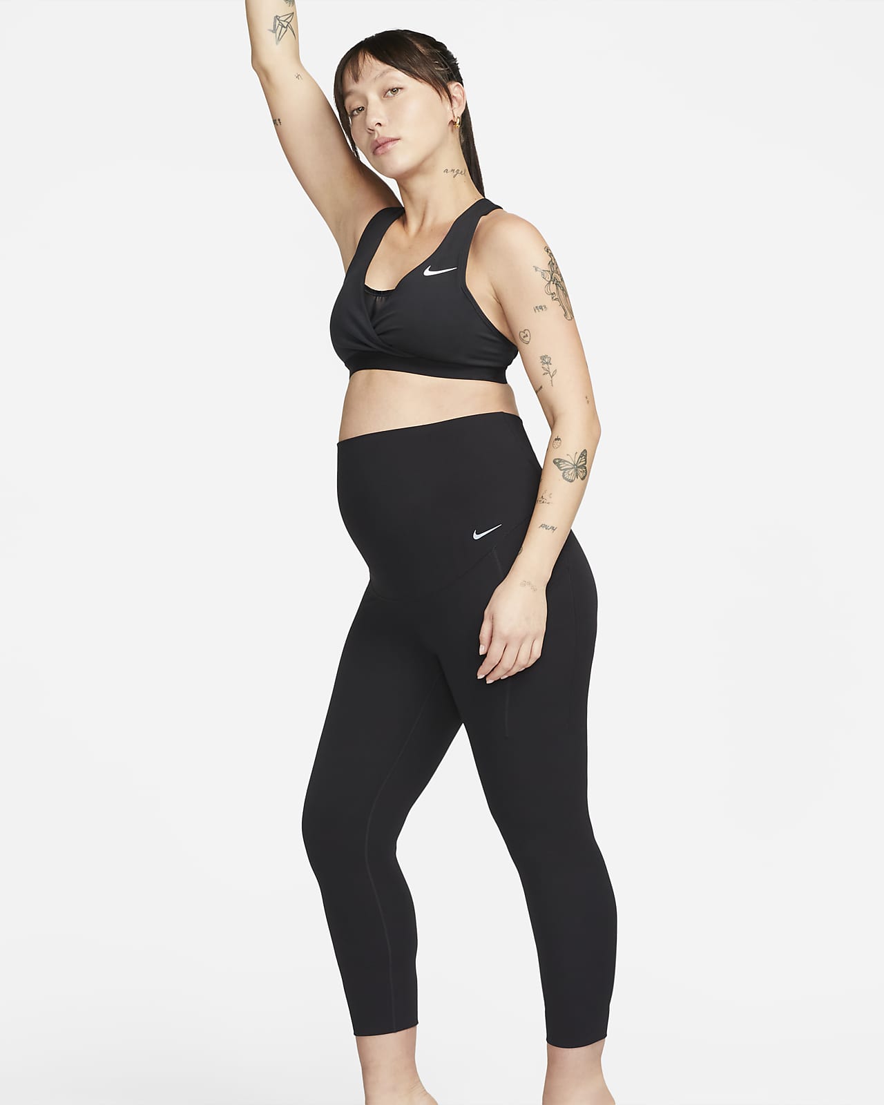 Damskie ciążowe legginsy 7/8 z wysokim stanem i kieszeniami zapewniające delikatne wsparcie Nike Zenvy (M)