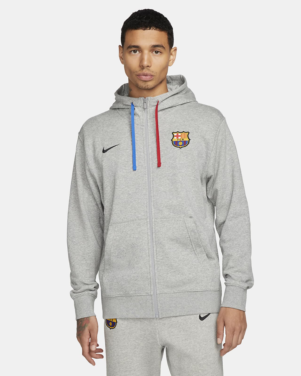 Sweat à capuche et zip FC Barcelona Club Fleece pour Homme