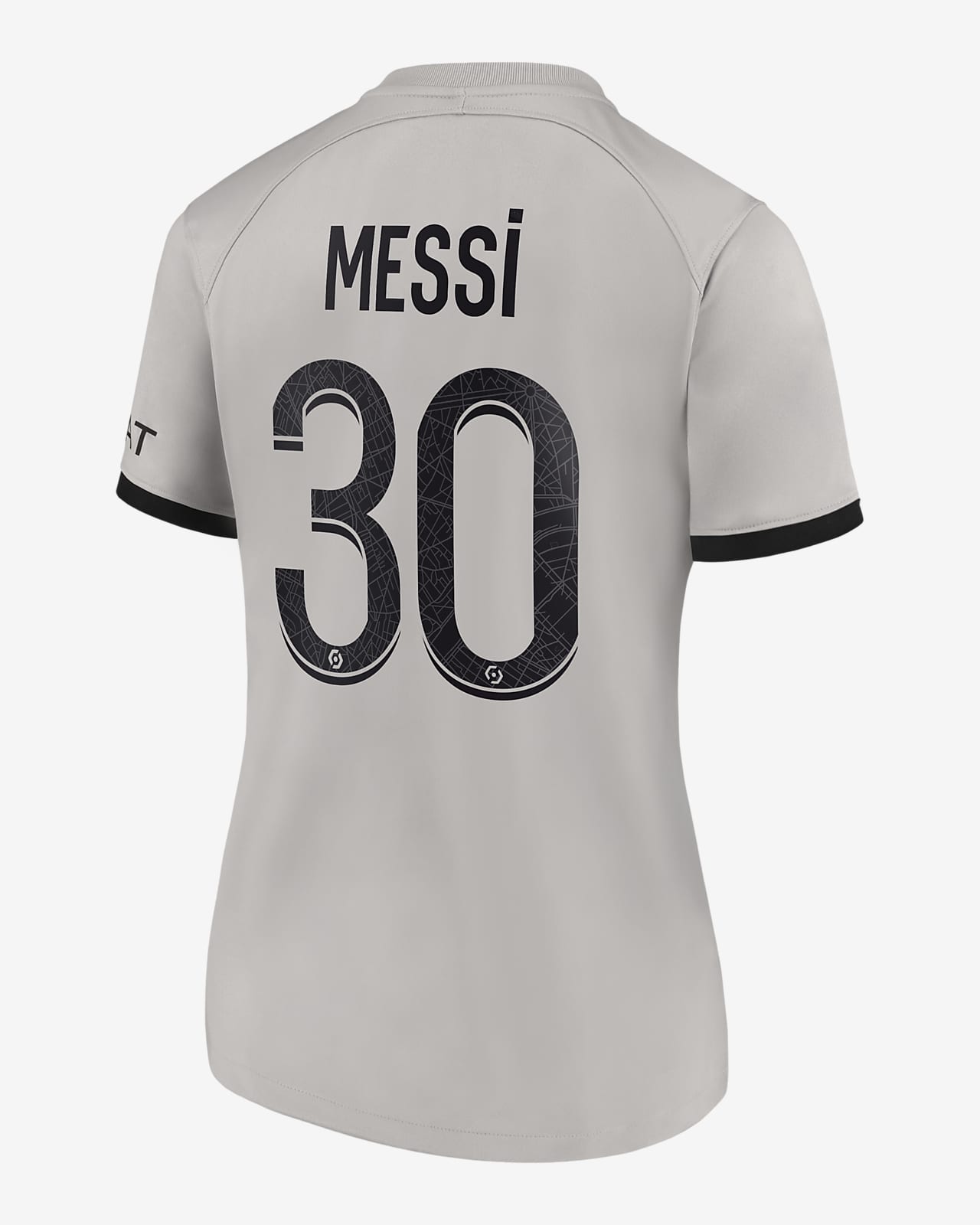 Nike Paris Saint-Germain 2022/23 Stadium Away (Lionel Messi) Women's Dri-Fit Soccer Jersey Grey